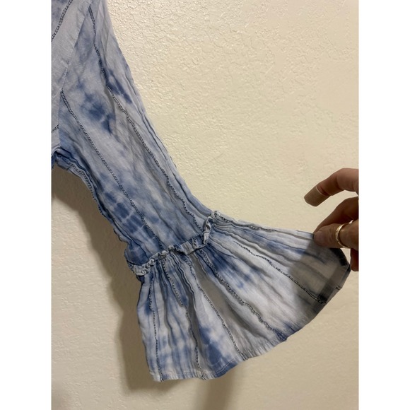 Spiaggia Dolce Womens Navy White Tie Dye Cotton Tiered Mini Dress Tassel Size M - Picture 4 of 12